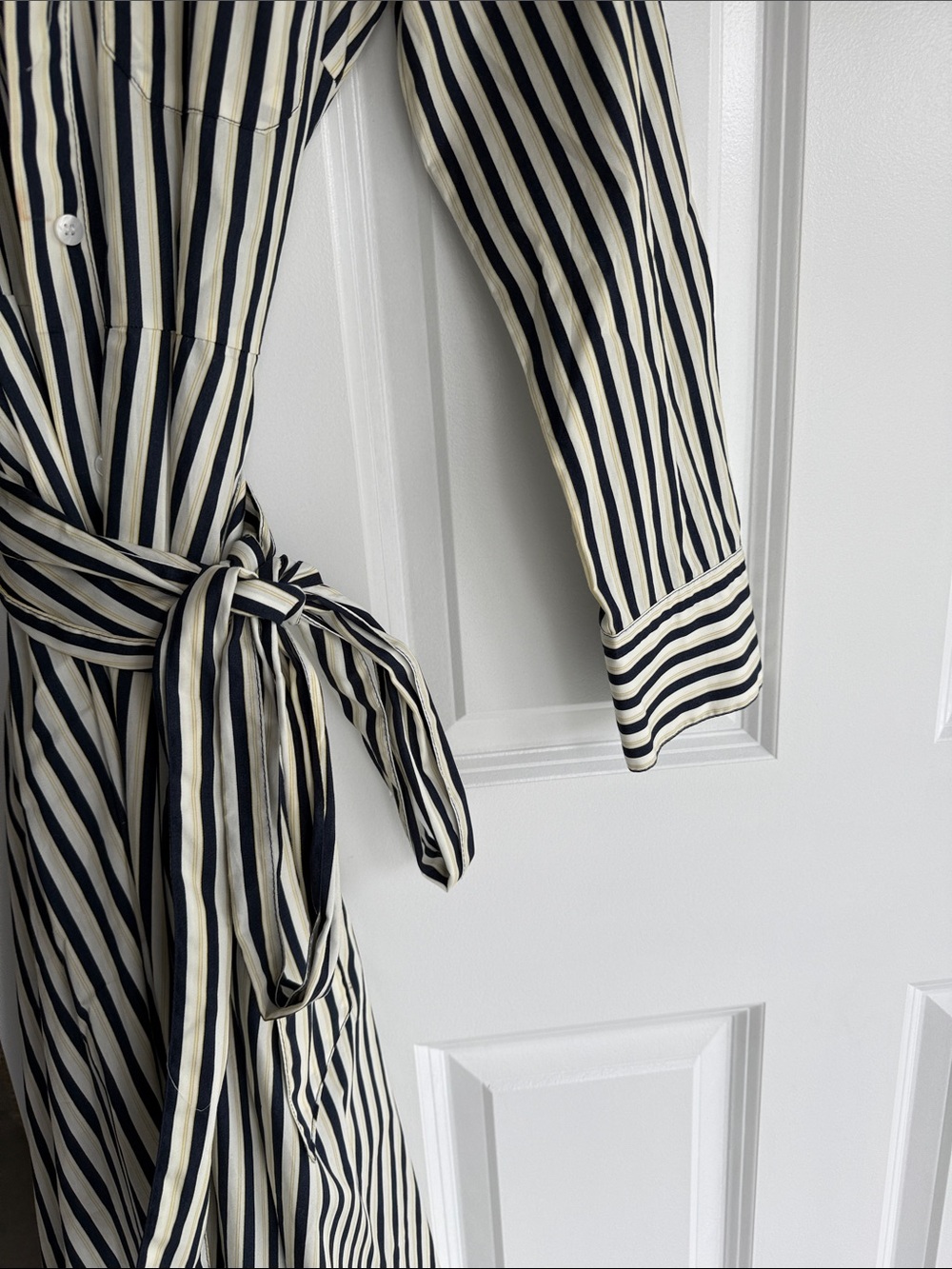 Zara Navy, Yellow & White Striped Tie-Waist Dress - Picture 3 of 3
